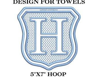 Embossed Monogram Complete Crest Alphabet Machine Embroidery Design for Towels and Plush Fabric 5x7 Hoop| Heraldic Shield Vintage Medieval