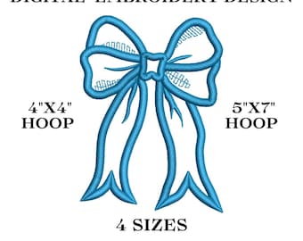 Cute Bow Appliqué Embroidery Design for Sweatshirts, t-shirts / 4 Sizes / Christmas Embroidery Design /  Side Bow Applique / Heirloom Bow