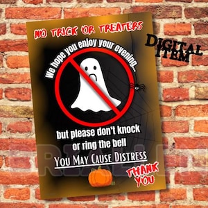 No Trick or Treaters Halloween Downloadable Poster