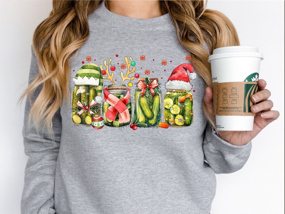 Retro Canned Pickles Christmas Sweatshirt, Christmas Pickles Hoodie