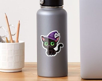 Sticker chat noir d'Halloween, Sticker chat amovible, Sticker chat noir, Sticker Halloween, Sticker chat en vinyle amovible