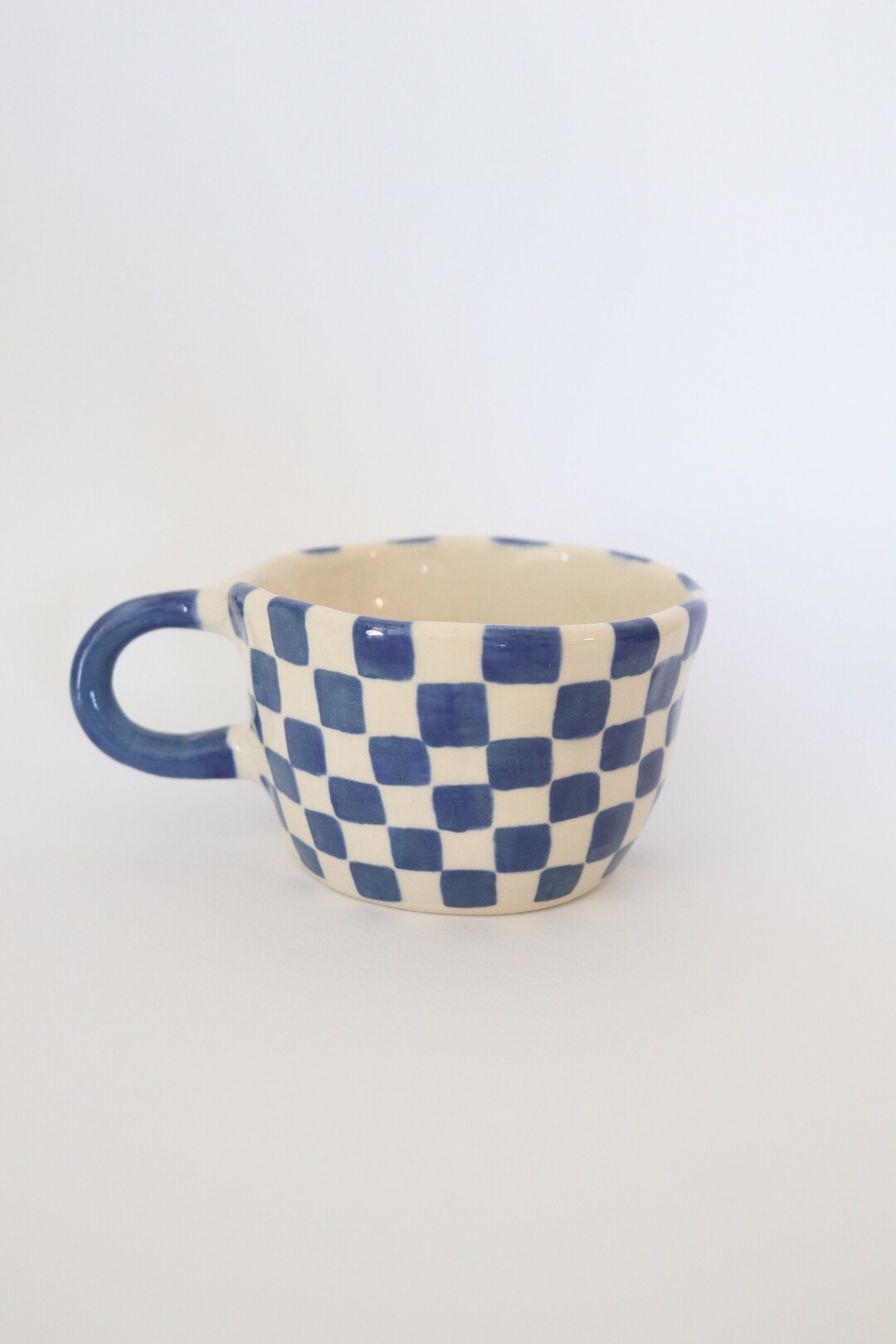 Blue Check Mug - Etsy