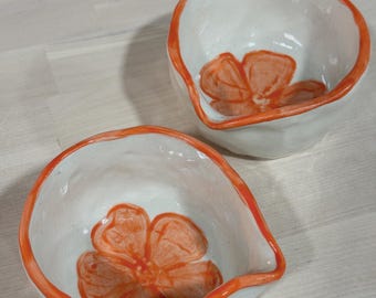 Hibiscus orange mini matcha bowls