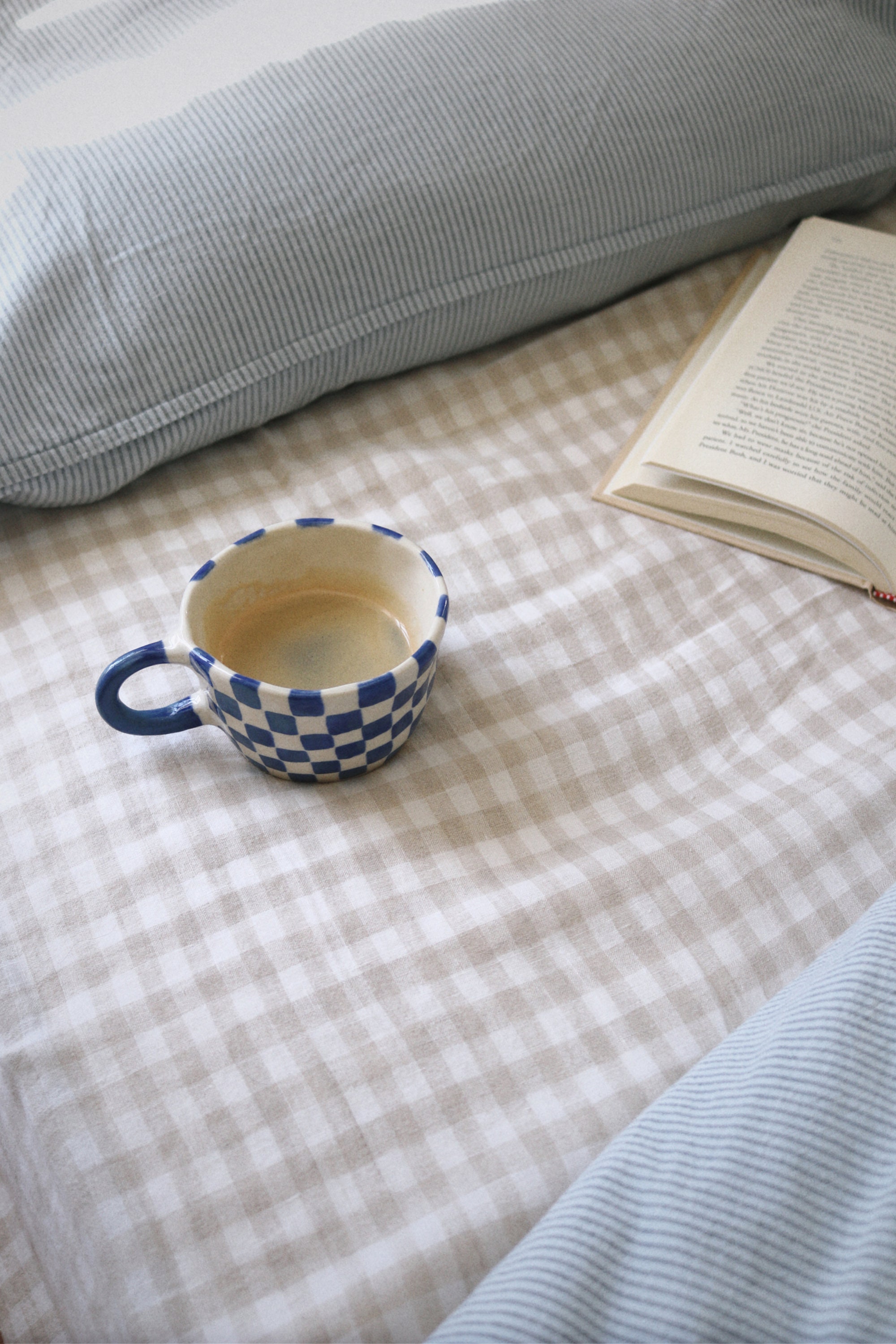 Blue Check Mug - Etsy