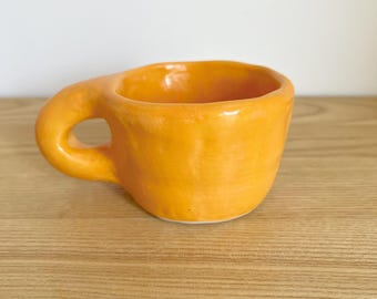 Handmade Orange Porcelain Mug, Chunky Ceramic Cup