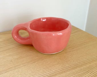 Coral Porcelain Chunky Mug, Handmade