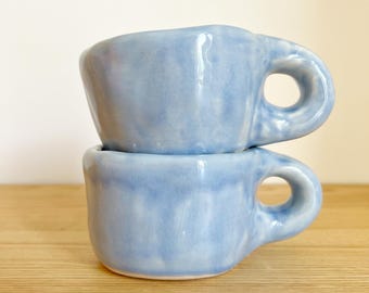 Handmade Blue Porcelain Mug, Chunky Ceramic Coffee Cup