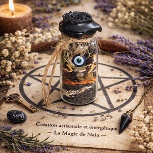 Spell jar de protection- Fiole magique – Spell Jar artisanale contre les énergies négatives – Talisman spirituel