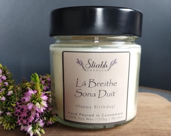 Happy Birthday Gift | Lá Breithe Sona Duit | Handmade Soy Wax Candle | Irish Gift from Connemara | Birthday Present