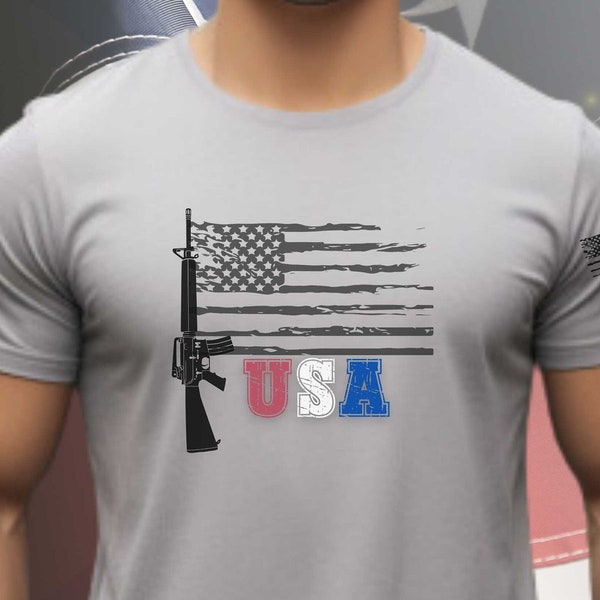 Camiseta con bandera de armas / Camisa con bandera estadounidense desgastada / Camisa Pro Gun / Camisa de la 2da enmienda / Camisa con bandera de armas / Camisa 2A / Camisa con bandera de EE. UU. / Regalo