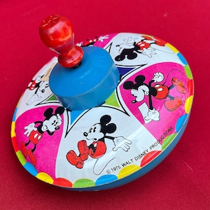 1975 Mickey Tin Litho Spinning Top - Chein - Działa! - Darmowa wysyłka