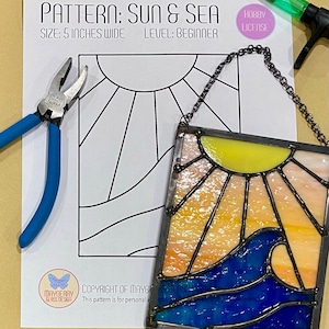 Sun and Sea Stained Glass Pattern - Digital Download
