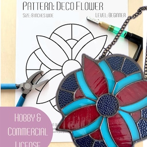 Deco Flower Stained Glass Pattern - Digital Download