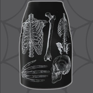 Skelett Print Bleistiftrock, Gothic Halloween Outfit