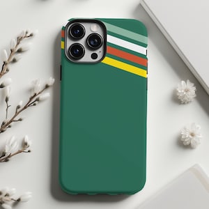 Green groovy retro stripes phone case, retro 70s phone case, retro 80s 90s phone case, retro vintage iPhone cover, retro vibes phone cover