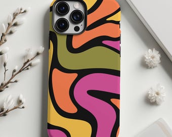 70s Groovy Wavy iPhone Case – Retro Aesthetic Phone Cover