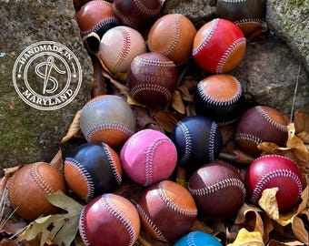 Leather baseball - handmade custom vintage gift - birthday, groomsmen, anniversary