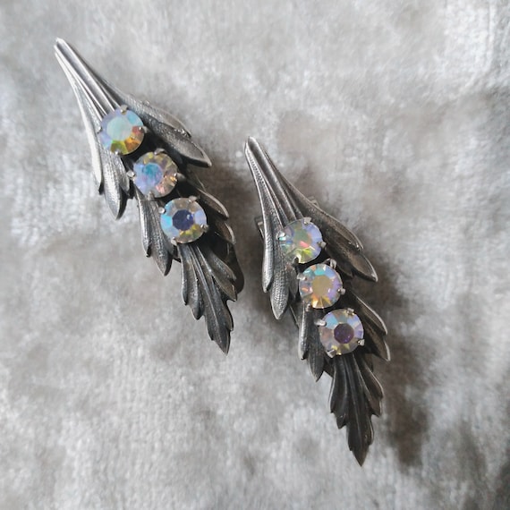 A pair of French vintage metal and aurora boreali… - image 6