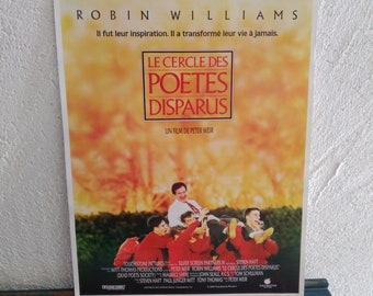 Affiche publicitaire originale du cinéma français de 1989. 32 cm x 24 cm. Robin williams « Dead Poets Society ».