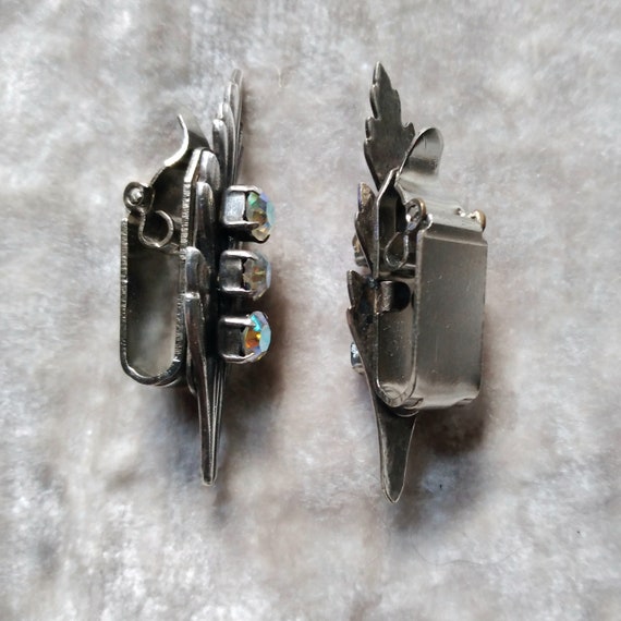 A pair of French vintage metal and aurora boreali… - image 3