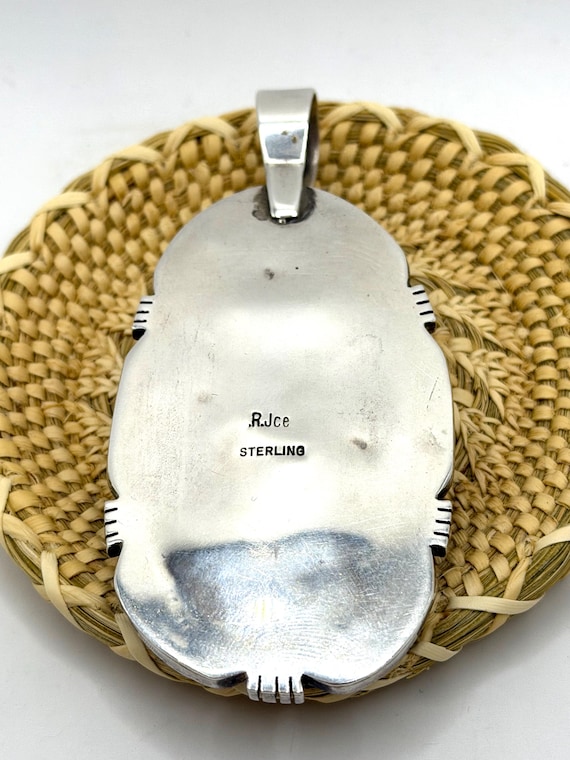 LARGE STATEMENT Pendant Spiderweb Turquoise Sterl… - image 5