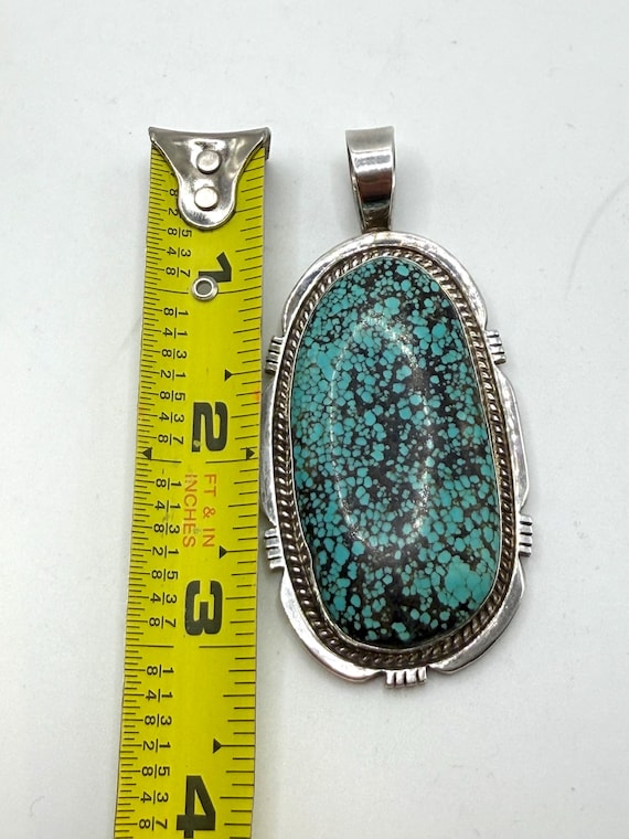 LARGE STATEMENT Pendant Spiderweb Turquoise Sterl… - image 3
