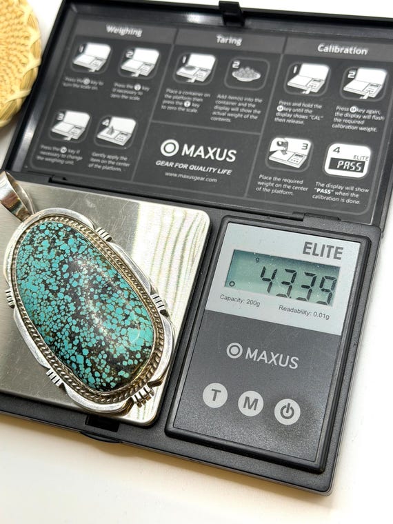 LARGE STATEMENT Pendant Spiderweb Turquoise Sterl… - image 6