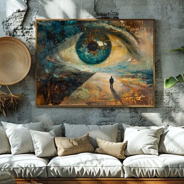 Visionary Pathway: Insightful Eye Abstract, Perspective Journey Art Print, All-Seeing Gaze, Profound Look Canvas Art