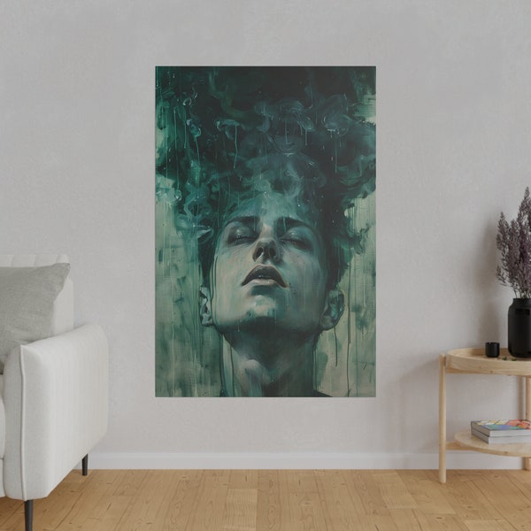 Emerging Thoughts: Modern Surreal Portrait, Canvas Wall Art, Emotional Expression, Living Room Decor