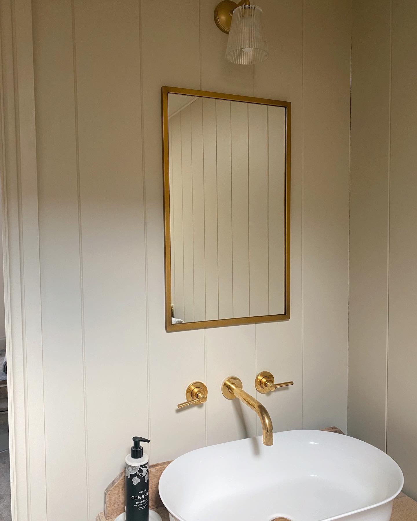 Unlacquered Brass Bathroom Vanity Wall Faucet, Built In With Two Handles