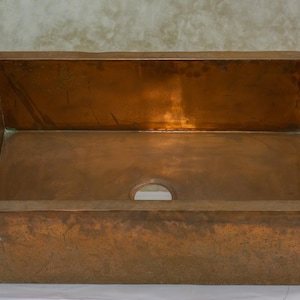 33&quot; Antique Copper Apron Sink, Kitchen Sink Copper, Copper Farmhouse Sink, Single Bowl Kitchen Sink