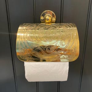 Porta carta igienica in ottone non laccato, porta carta igienica da bagno, montaggio a parete per vasca, finitura incisa