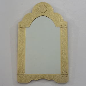Handcrafted Brass Wall Mirror, Unlacquered Brass Mirror, Engraved Brass Mirror, Brass Frame For Mirror, Arch Mirror