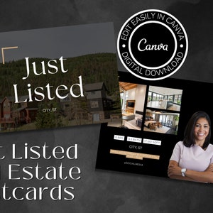 Real Estate Postcard | Just Listed Real Estate | Real Estate Marketing | Real Estate Newsletter | Real Estate Mailer | Farming Card | Canva