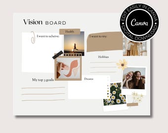 Vision Board | Goal Setting | Printable 2026 Vision Board Template | Inspiration Board