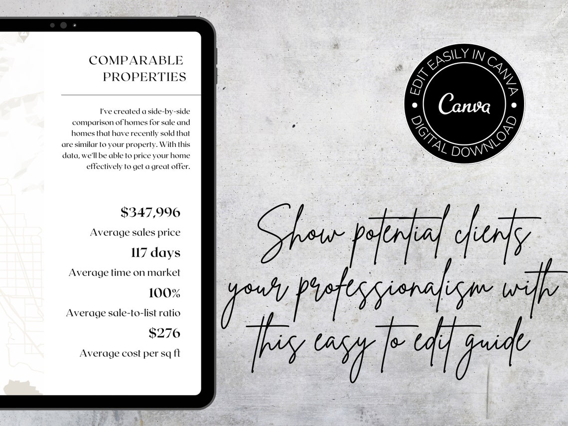 Real Estate CMA Packet Comparative Market Analysis Canva Template