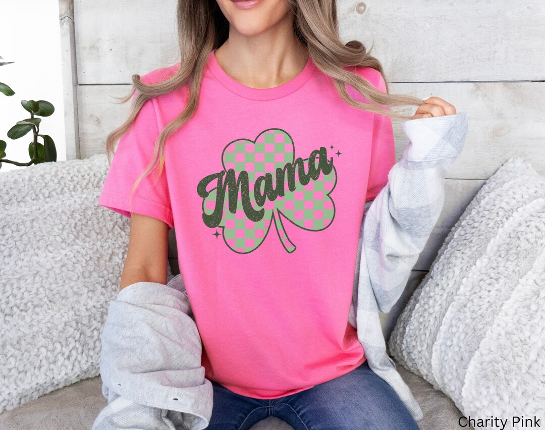 Retro Mama St Patricks Day Shirt, Lucky Mama Shirt, Retro Checkered