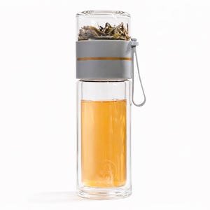 Glass Tea Infuser Bottle with Strainer | Double Wall Tea Tumbler | Loose Leaf Tea Maker | Travel Mug | Tea Lover Gift