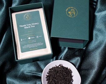 Té negro con miel, hojas sueltas chinas, caja de regalo (50 g)