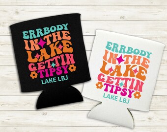 Lake LBJ Can Cooler: Tipsy Lake Vibes Foam Koozie
