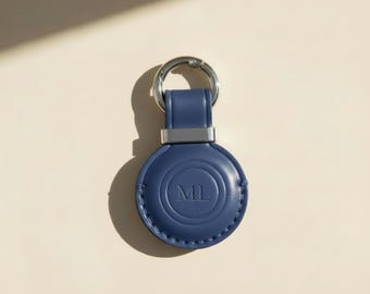 Personalized AirTag Keychain Engraved Genuine Leather AirTag Holder Custom Keychain Tech Gadget Accessories Monogram Gift for Him and her