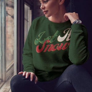 Moletom Let It Snow, gola redonda Gildan unissex Heavy Blend™, moletom aconchegante para férias, moletom de Natal, designs de inverno, roupa festiva