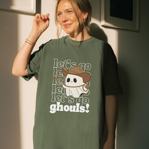 Lets Go Ghouls Comfort Colors Tee, Western Halloween, Giddy Up Halloween, Best Ghoul Friends, Retro ghost spooky season, Western Fall Shirt