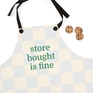 Store Bought Is Fine Apron, Cooking Accessories, Hostess Gift Ideas, Personalized Apron, Barefoot Contessa, Checkered Pattern, cooking gifts