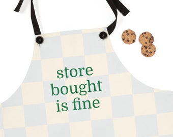 Store Bought Is Fine Apron, Cooking Accessories, Hostess Gift Ideas, Personalized Apron, Barefoot Contessa, Checkered Pattern, cooking gifts