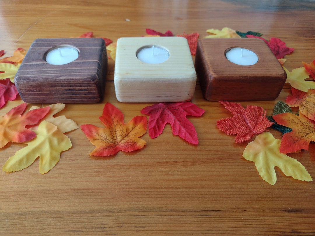 Candle Holders Wood Block Candle Holders Small Block Candle Etsy