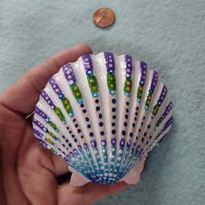 Hand painted shell, shell art, ocean art