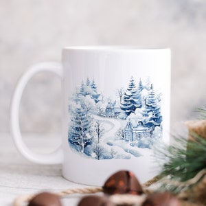 Snowy Village Scene Ceramic Mug, Winter Scene Mug, Cottagecore Christmas Mug, Snowy Mug, Aesthetic Xmas Mug, Winter Mug, Christmas Gifts