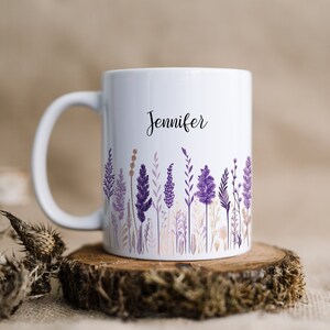 Personalised Purple and Pink Wildflowers Mug | Flower Mug | Wildflower Meadow Ceramic Coffee Mug | Floral Mug | Nature Lover Mug