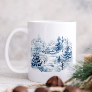 Cottagecore Winter Mug, Winter Forest Mug, Snowy Winter Scene Mug, Cottage in Snow Ceramic Mug, Winter Aesthetic Mug, Christmas Gifts
